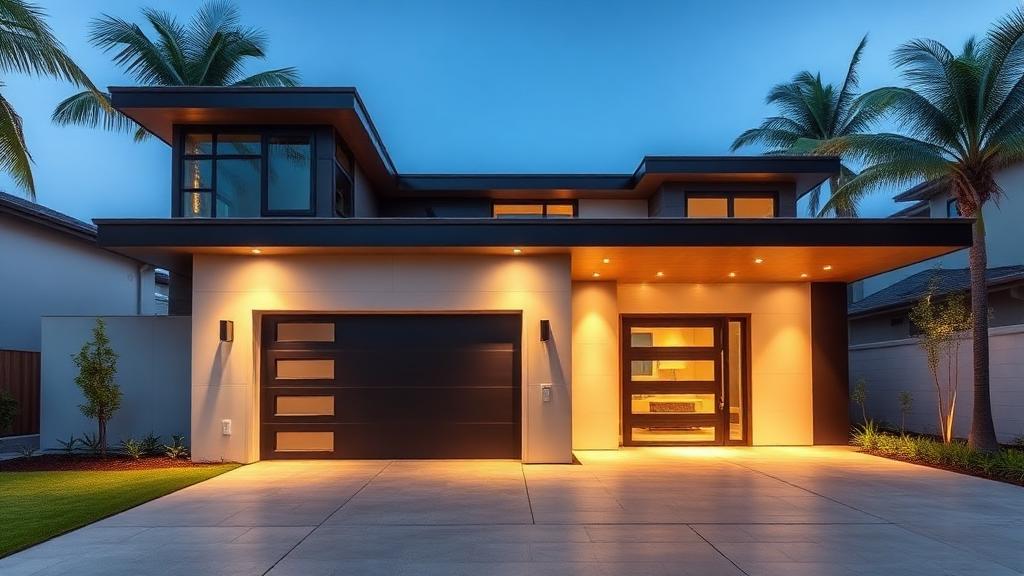 Garage door installation example 1 - modern steel and glass doors